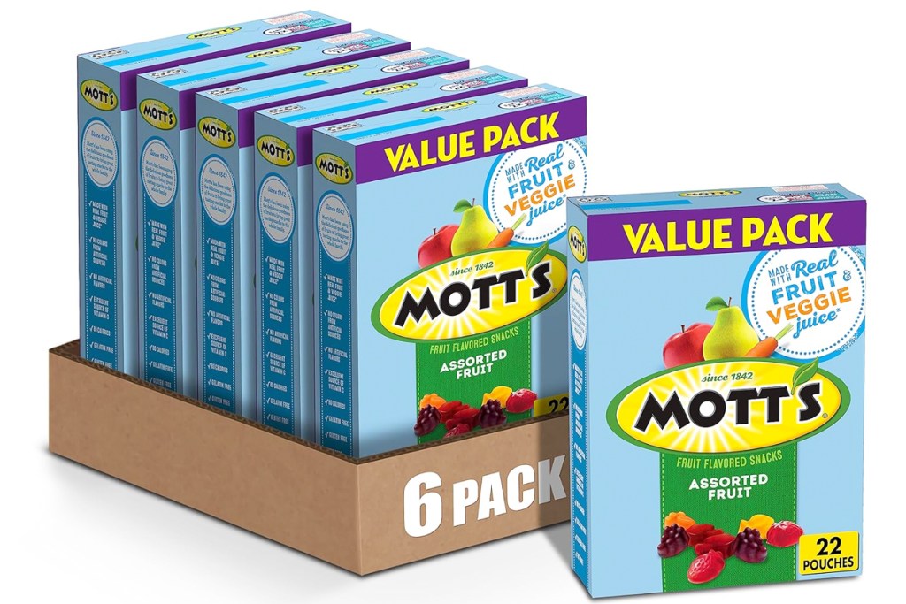 6 boxes of mott's fruit snacks