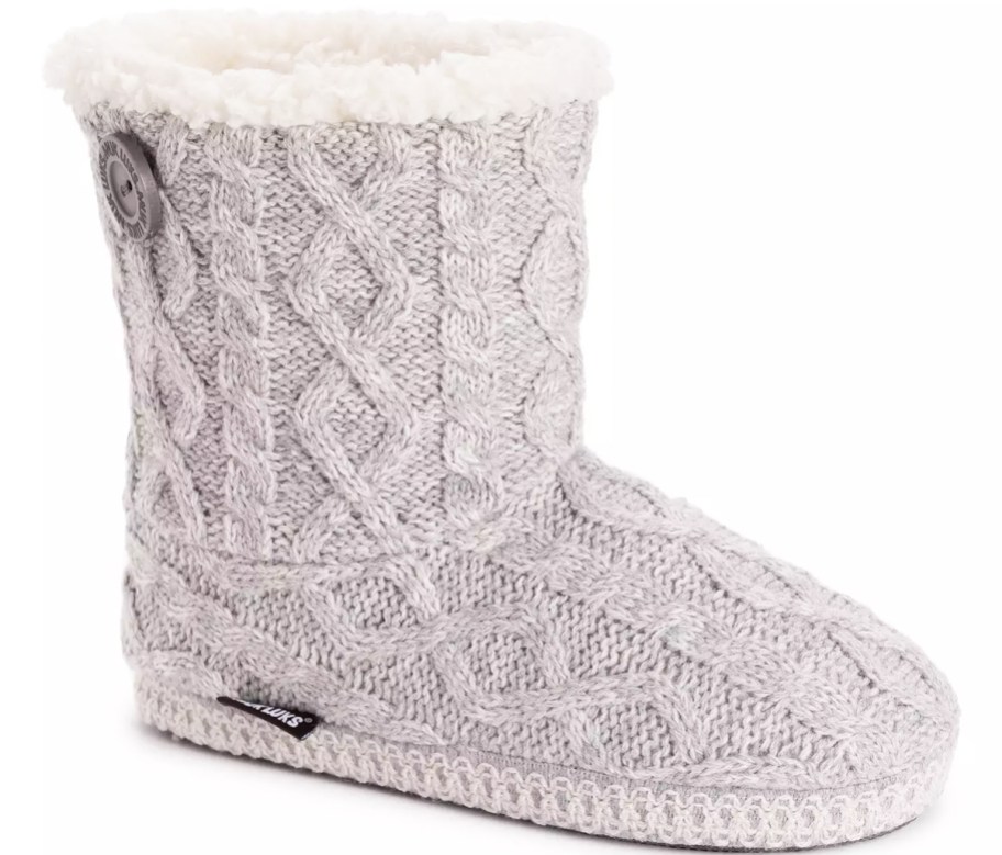 light grey knit slipper boot