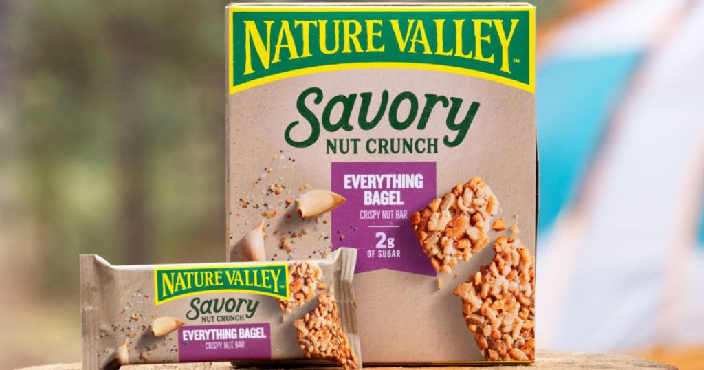 A box of natiure Valley Savory everything bagel bars