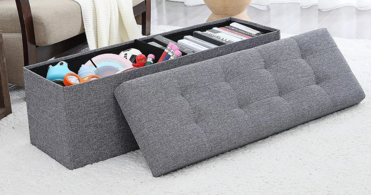 Foldable Storage Ottoman Only $44.99, Easy to Assemble!