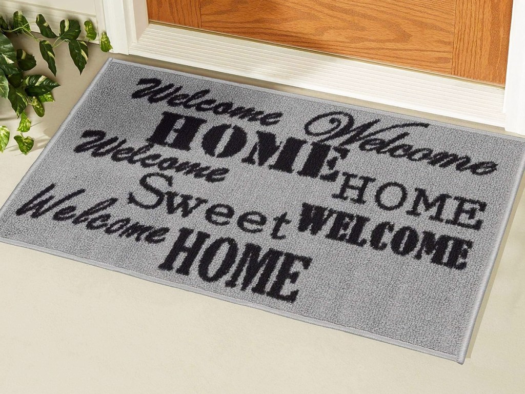 grey welcome indoor doormat