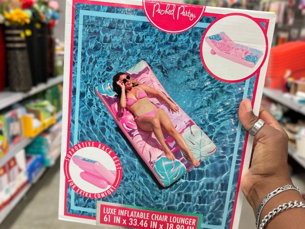A picture on a box of a woman on a pool lounger