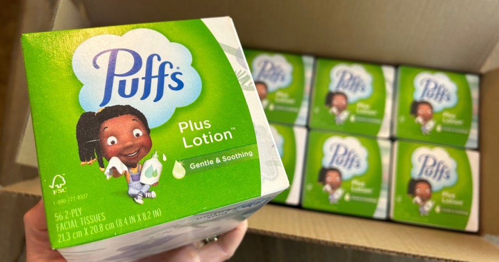 Puffs-Plus-Lotion-Amazon علب مناديل Puffs Plus Lotion تحتوي على 10 قطع مقابل 11 دولارًا فقط يتم شحنها على أمازون