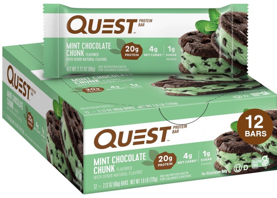 Quest Nutrition Mint Chocolate Chunk Protein Bars 12 Count
