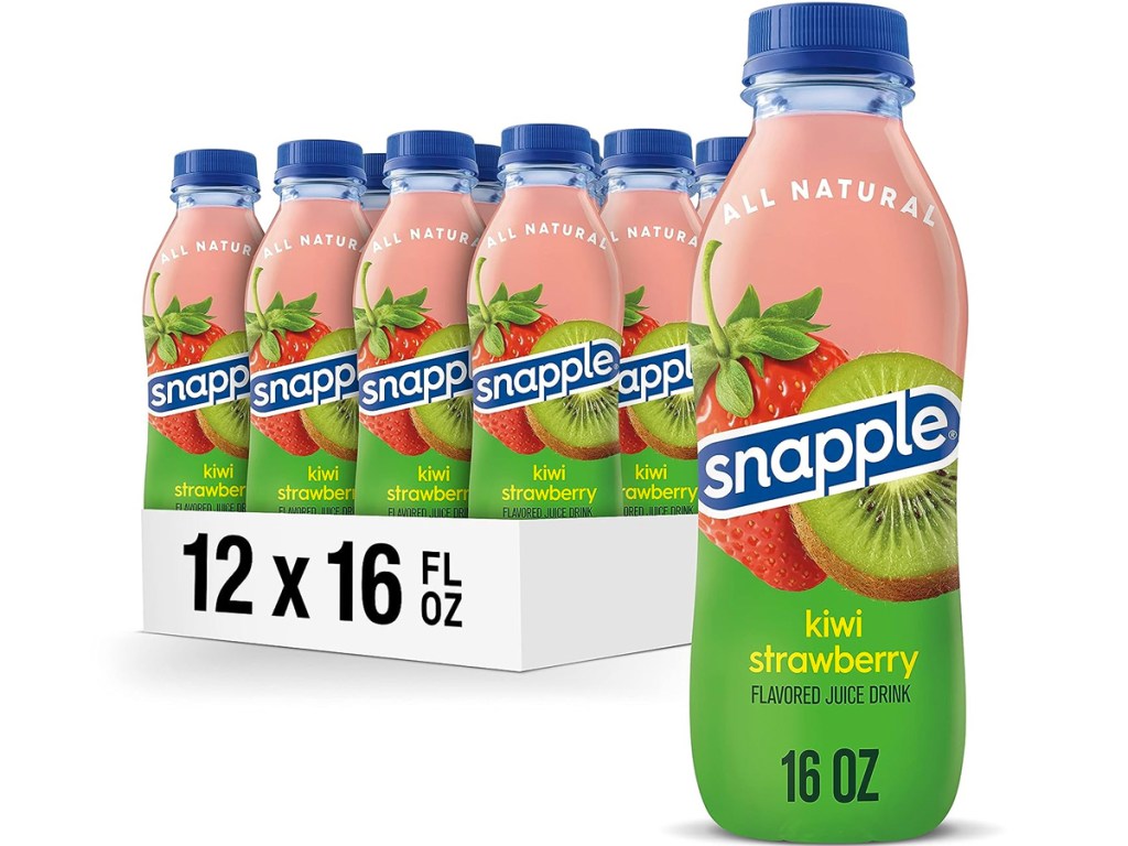 12-pack case of Snapple drinks in strawberry kiwi flavor