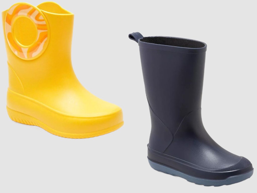 Two pairs of Kids rain boots from target