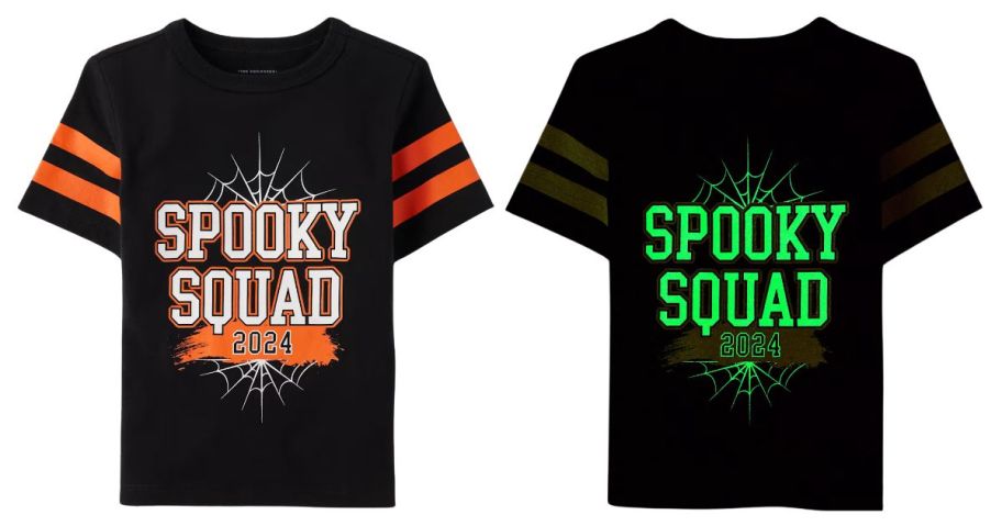 2 Spooky Squad t-shirts: one glows in the dark