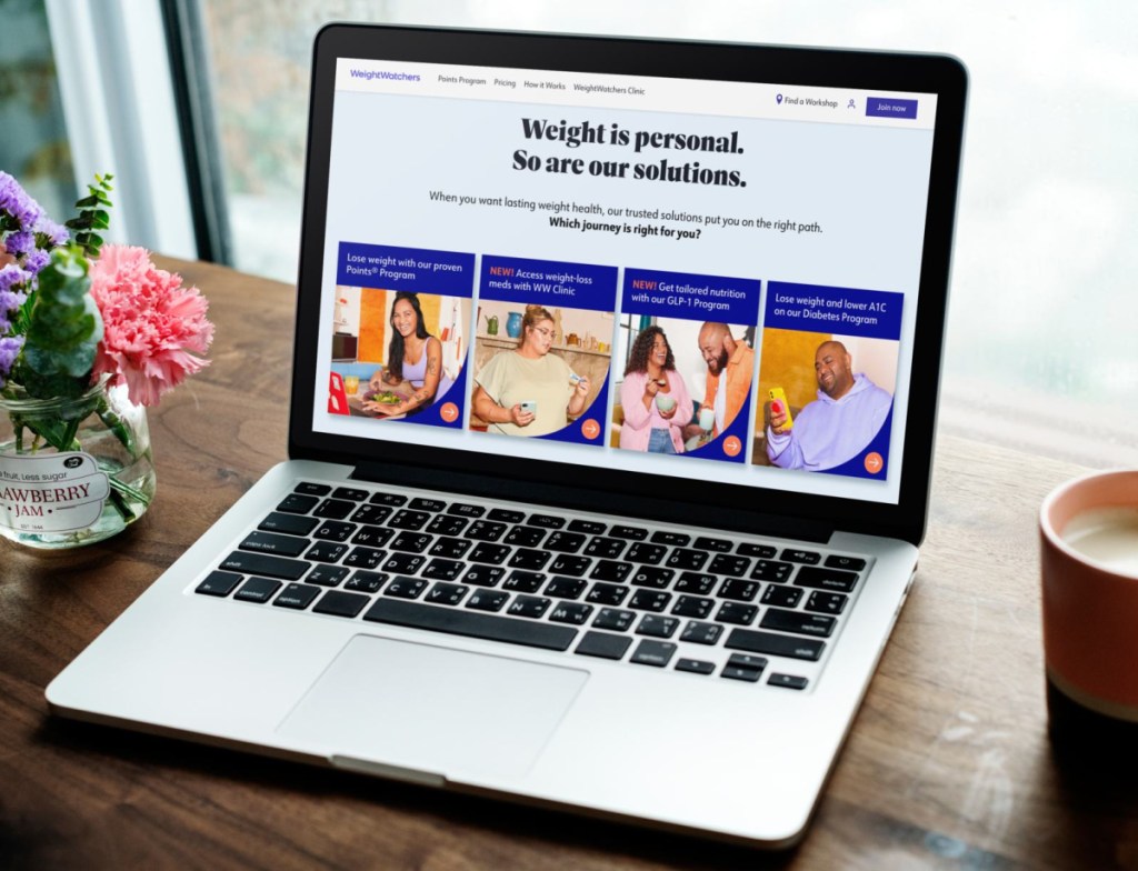 The Weight Watchers website shown on a laptop 