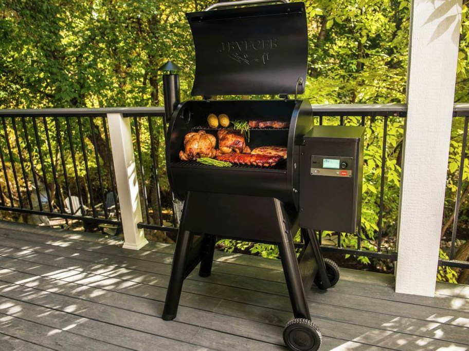 Traeger smoker on deck