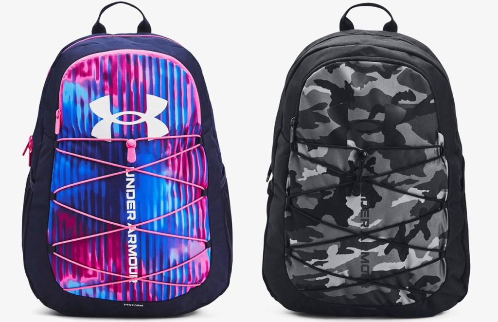 navy blue/pink and black/grey under armour backpacks