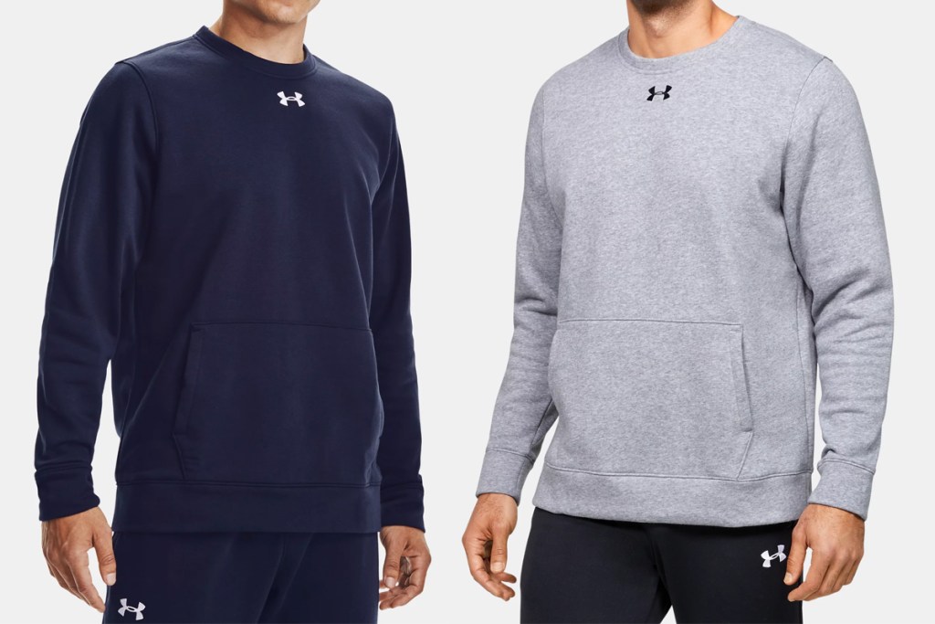 Under-Armour-Mens-Rival-Fleece-2.0-Team-Crew يتم شحن سترات وبنطلونات الركض الصوفية من Under Armour بسعر 19.99 دولارًا فقط