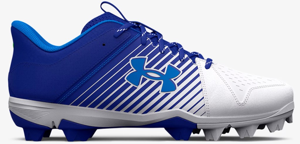 blue and white baseball cleat