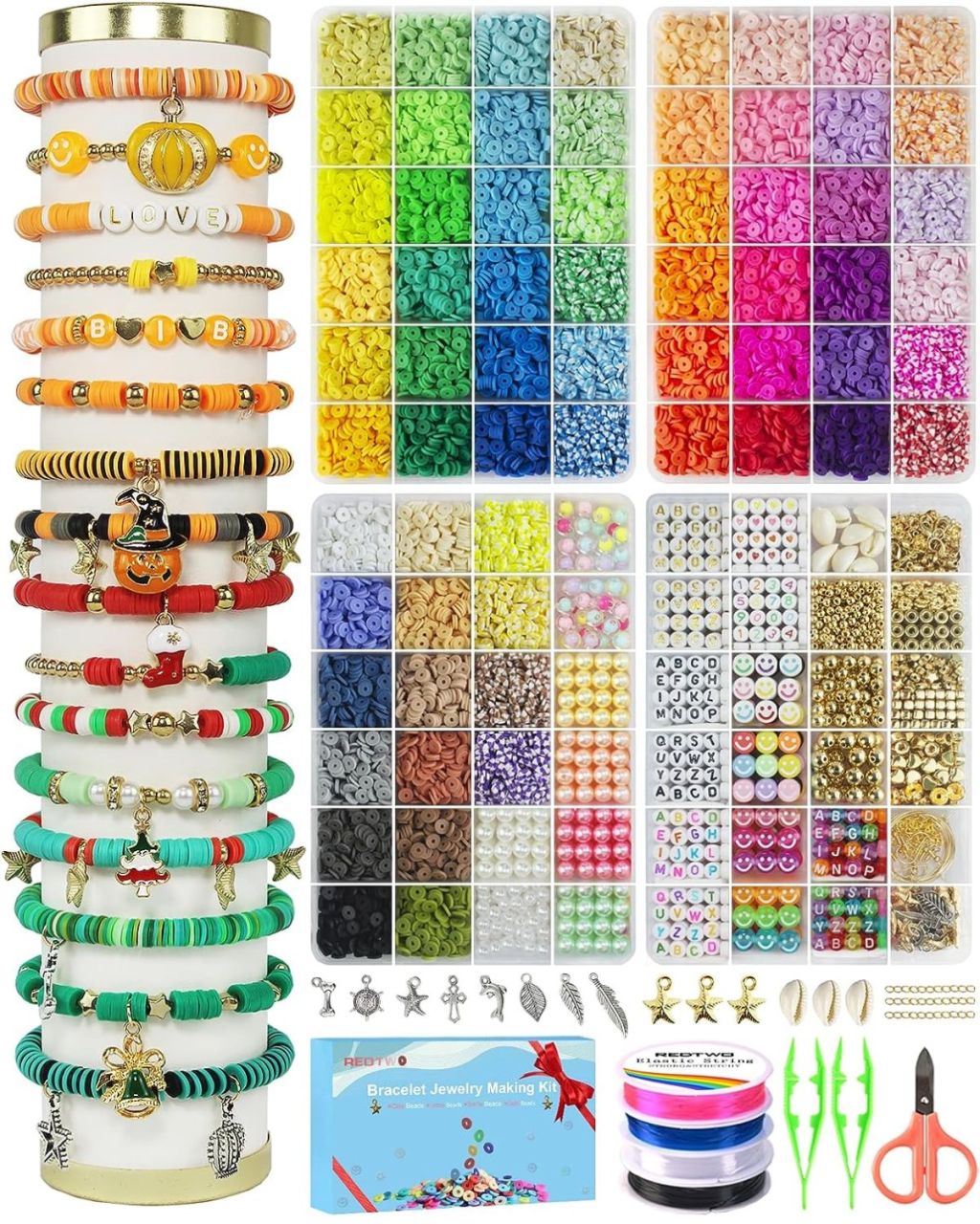 Redtwo 18000 Pcs Clay Beads Bracelet Making Kit