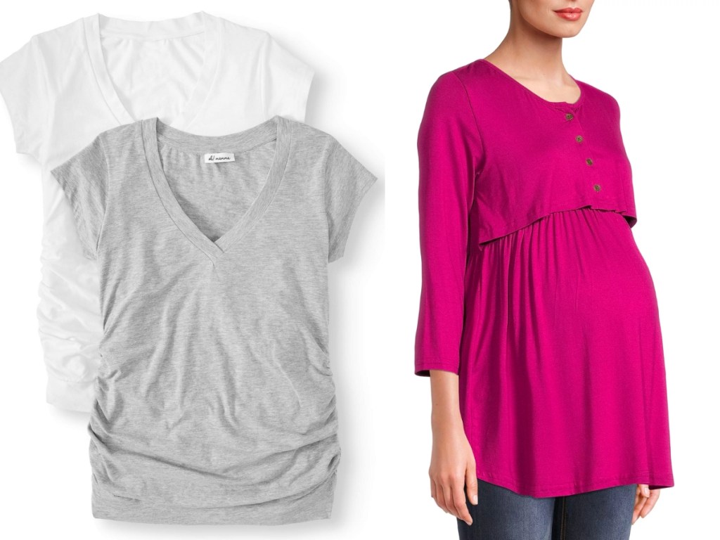 oh mama maternity v-neck t-shirts and 3/4 sleeve top