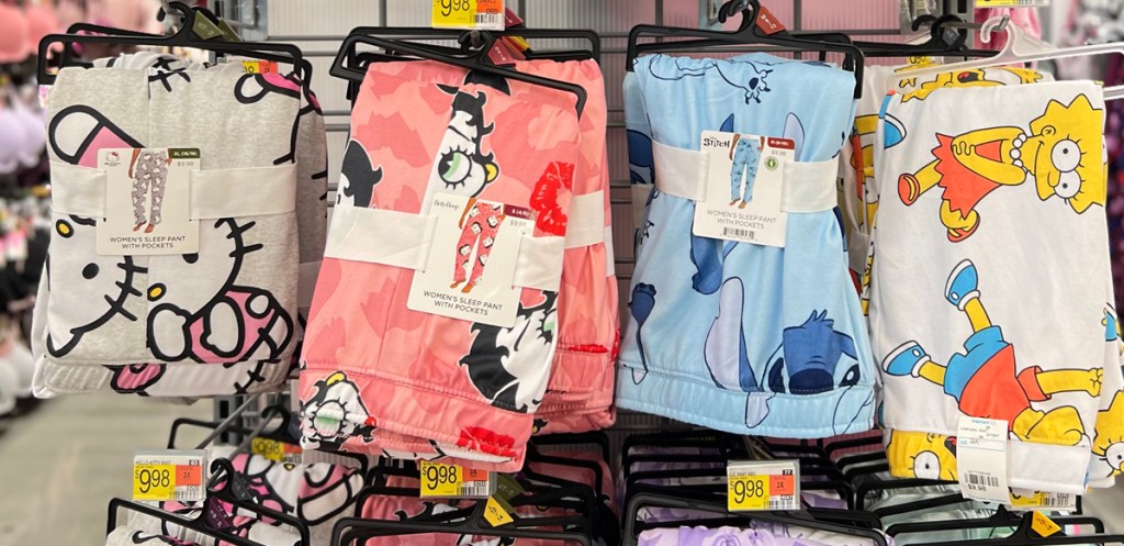Walmart Women's Hello Kitty Betty Boop Stitch and Simpsons Pajama Pants