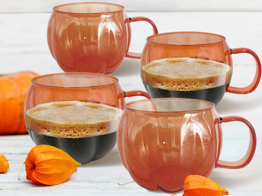 Way-To-Celebrate-Orange-Glass-Pumpkin-Mugs-4-Pack أكواب شبح زجاجية مكونة من 4 عبوات بسعر 12.99 دولارًا فقط على موقع Walmart.com