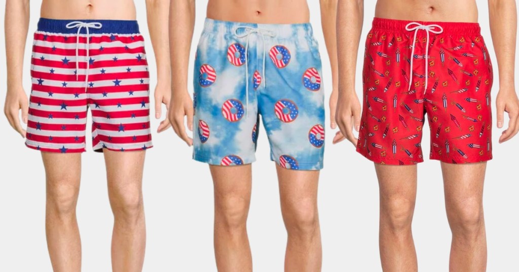 way to celebrate men's swim trunks in America prints