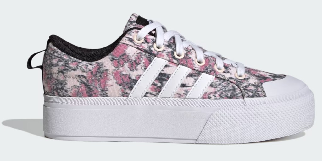 pink floral platform sneakers