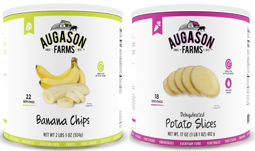 augason farms banana chips and potato slices can