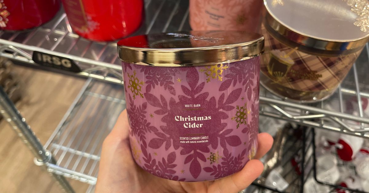 bbw-christmas-cider-3-wick-candle باث آند بودي وركس شموع ذات 3 فتيل تبدأ من 10.62 دولارًا لكل منها (25 دولارًا عاديًا)