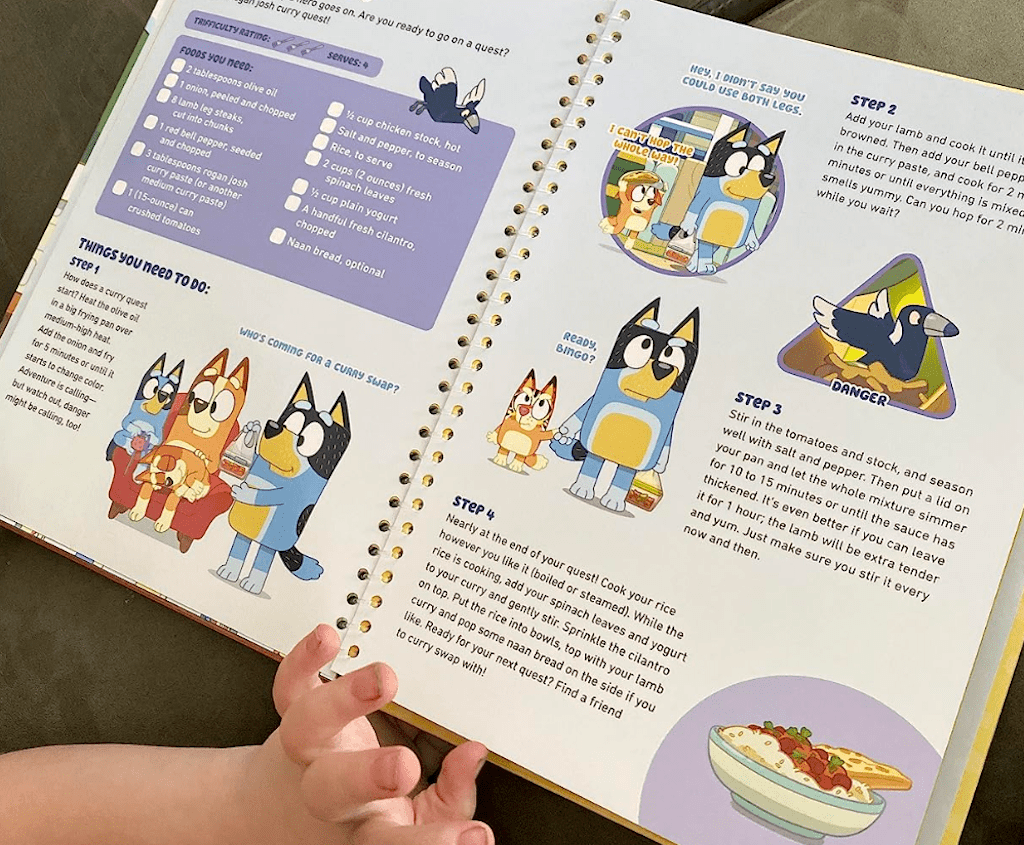 Bluey cookbook opened up 