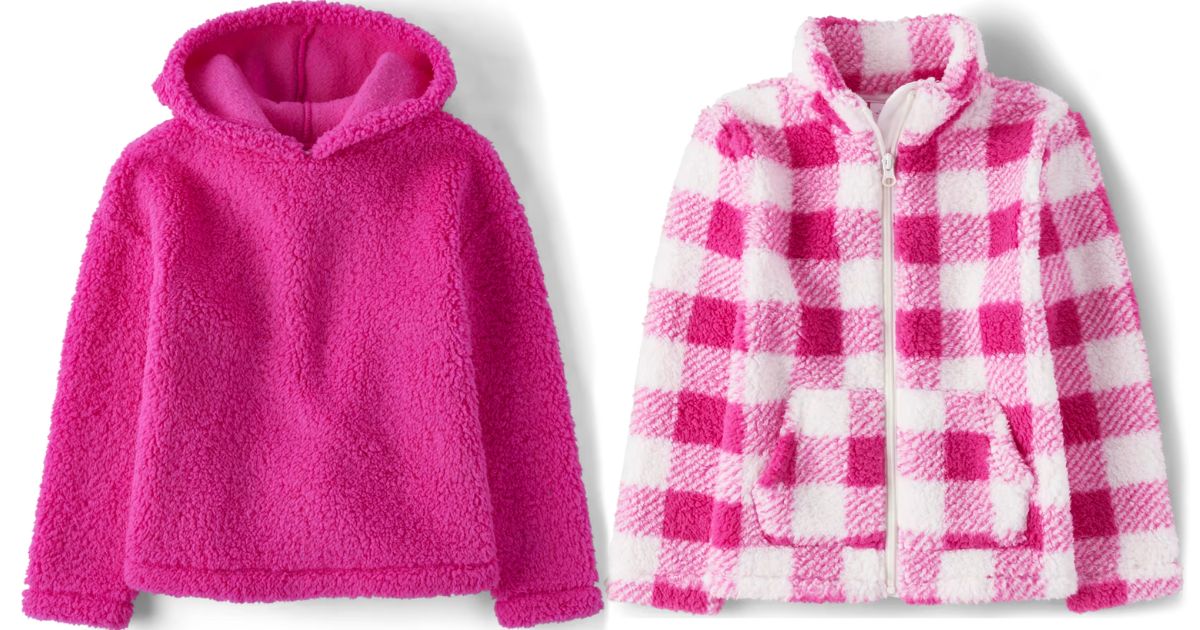 childrens place girls sherpa hoodies and shackets