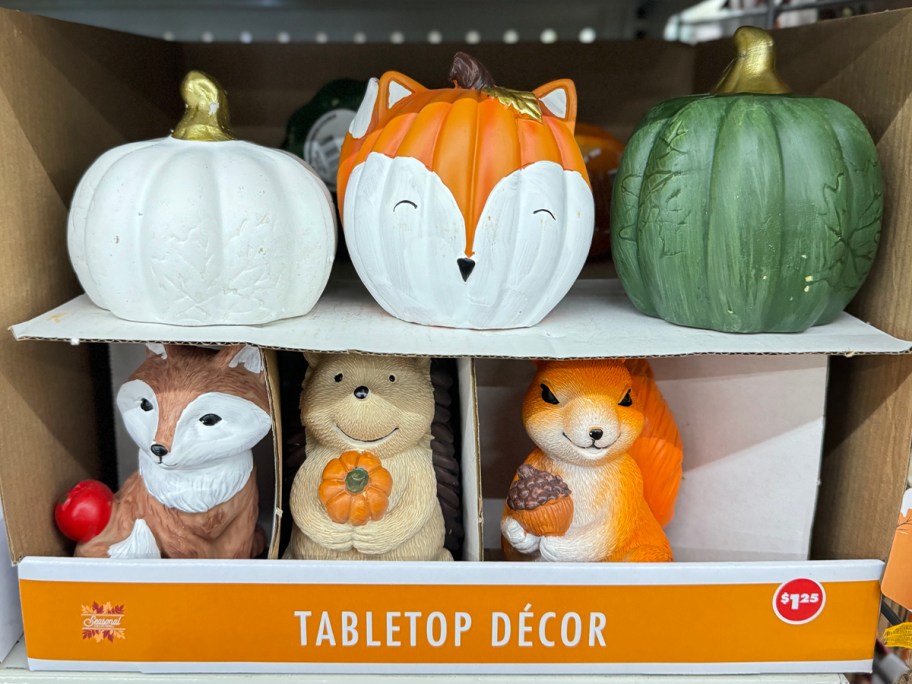 pumpkin and animal tabletop decor