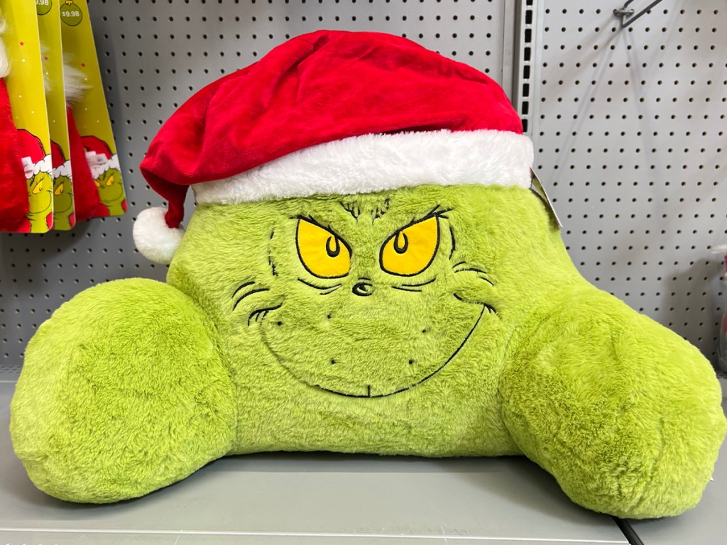 the grinch lounger with santa hat