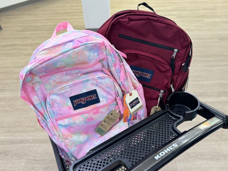 jansport backpacks in cart in store