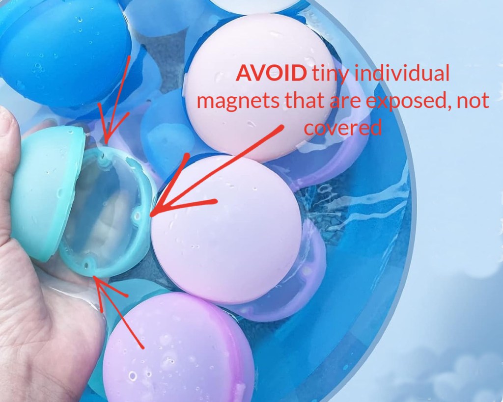 showing unsafe magnetic water balloons