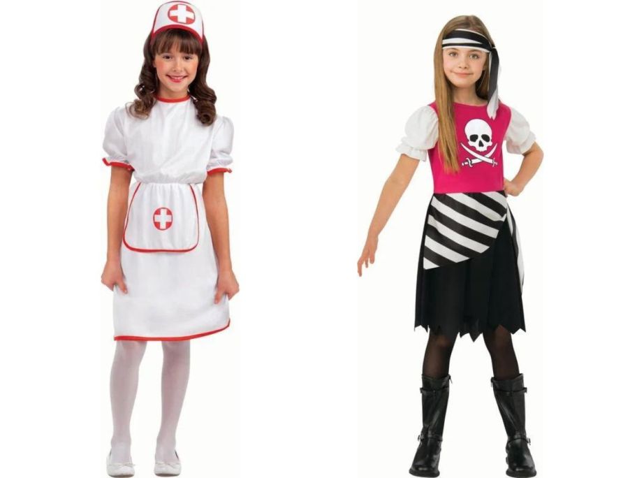 kids wearing nurse and pirate costumes