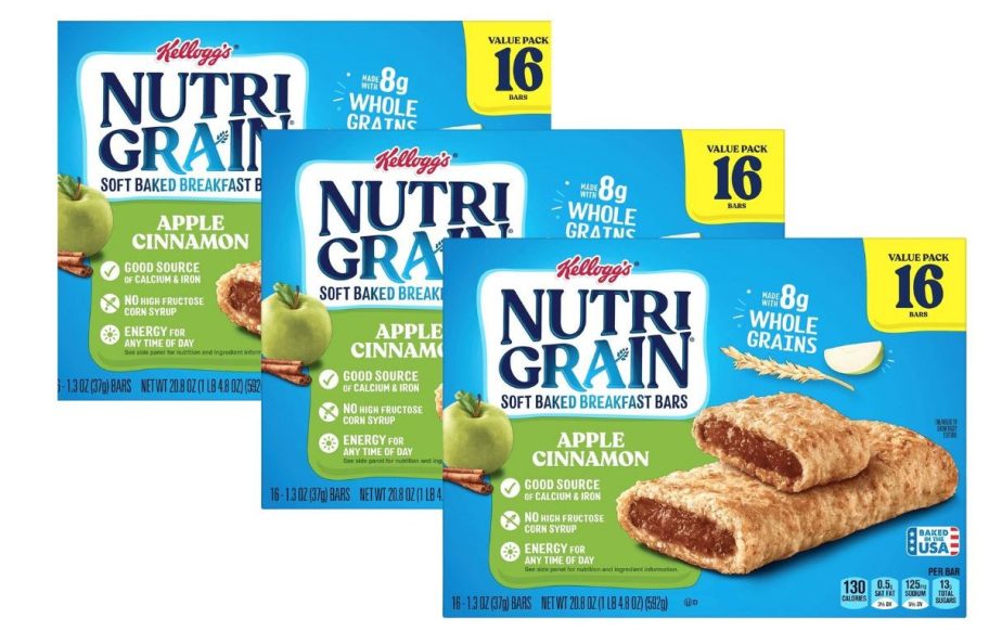 Nutri-Grain Soft Baked Breakfast Bars, Made with Whole Grains, Kids Snacks, Value Pack, Apple Cinnamon (3 Boxes, 48 Bars) stock image
