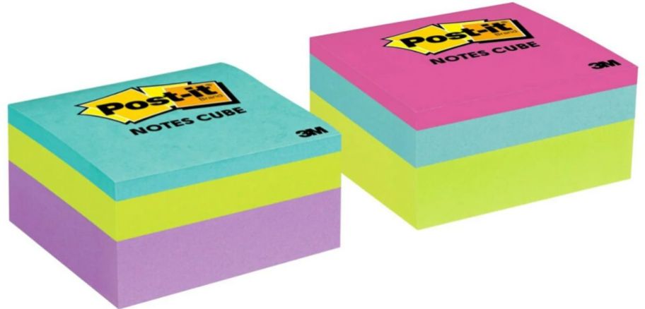 2 400 count cube packs of brightly colored post it notes