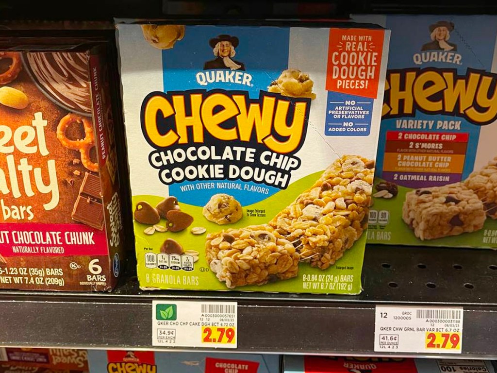 quaker chew bars box on shelf