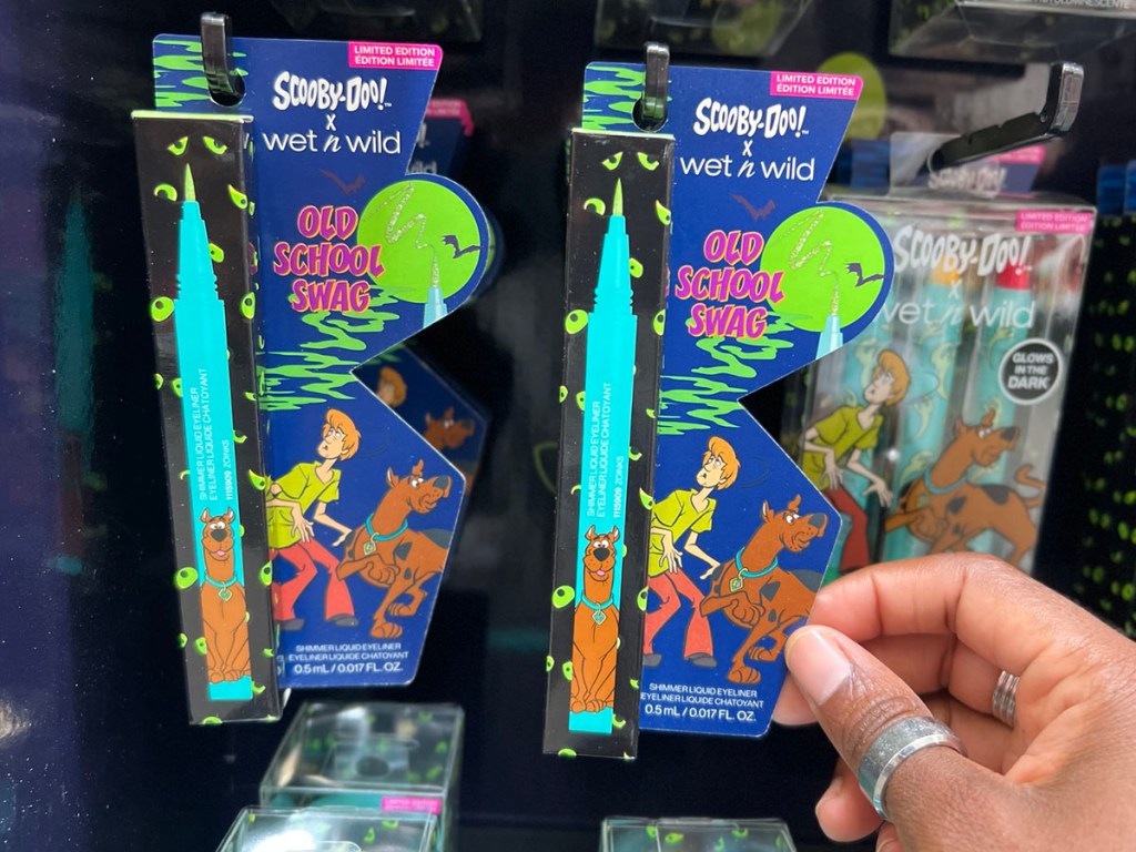 two scooby doo eyeliner packages hanging in store