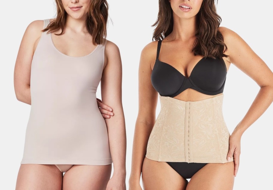 two models wearing womens shapewear