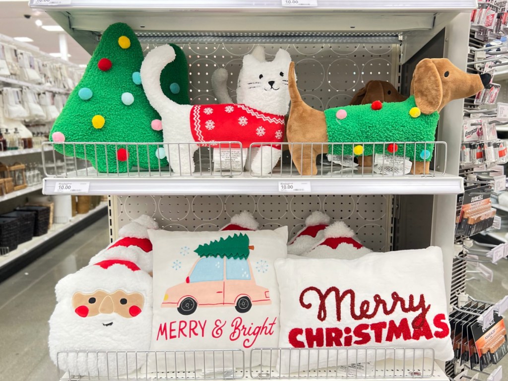target display of Christmas pillows