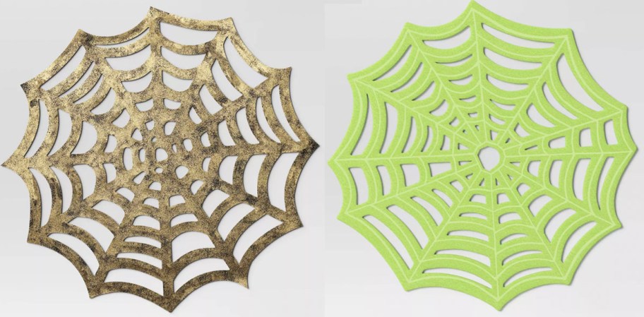 gold and lime green spiderweb placemat