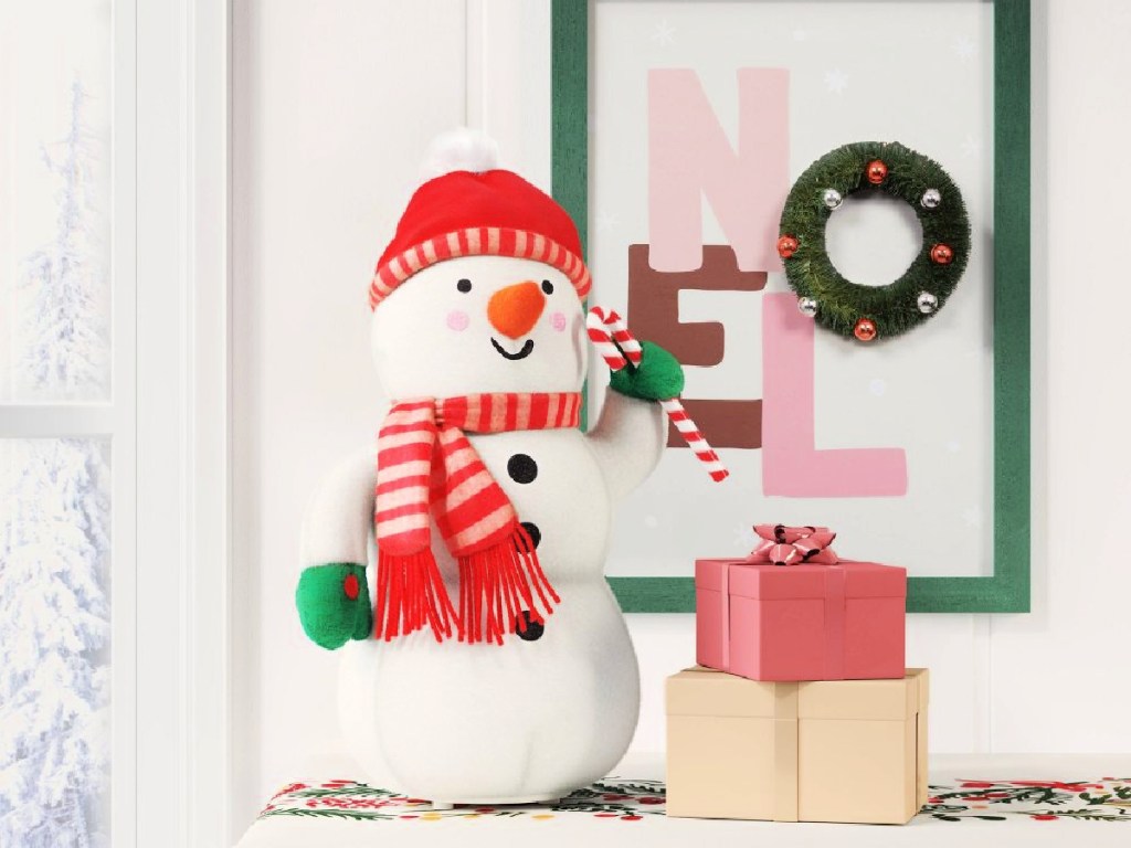 decorative snowman and holiday decor