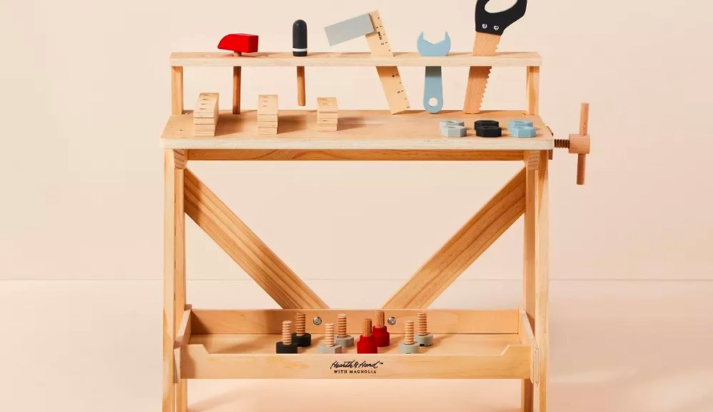 wooden toy toolbench playset