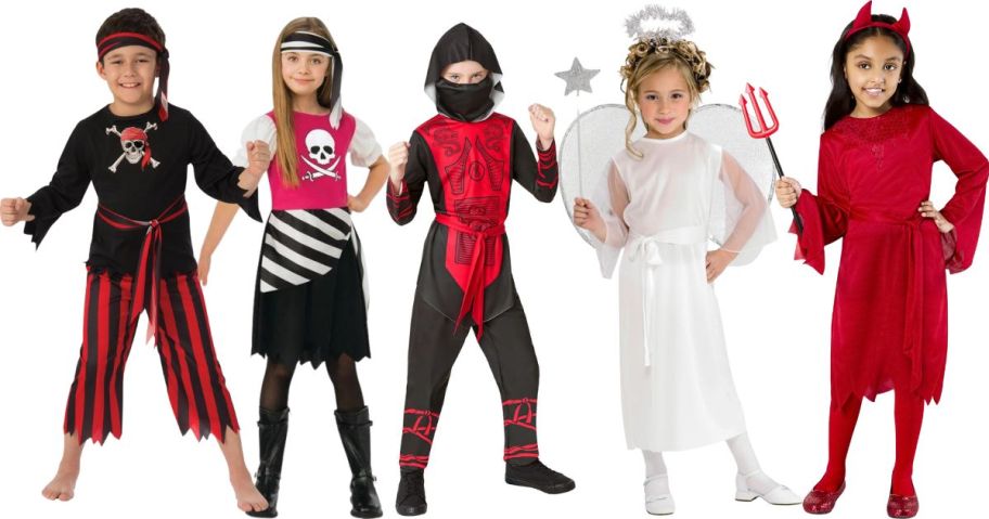 kids wearing walmart halloween costumes