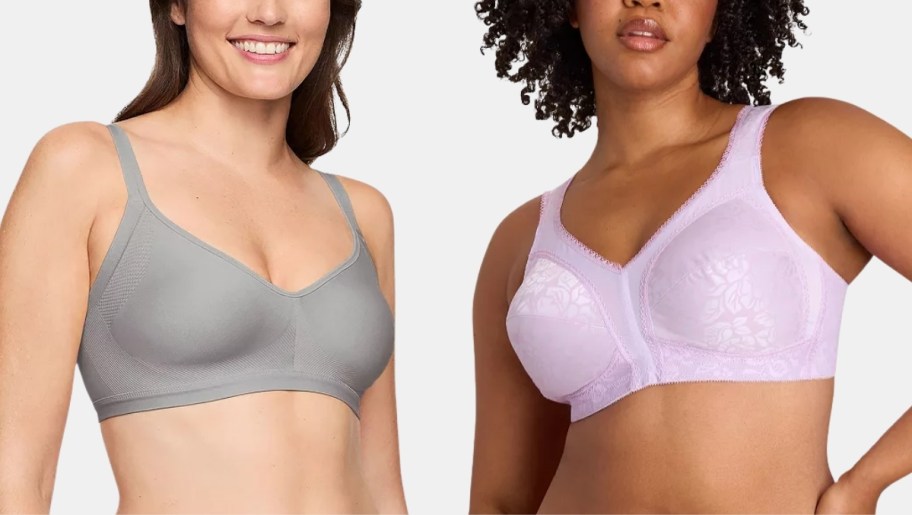 two woemn wearing bras