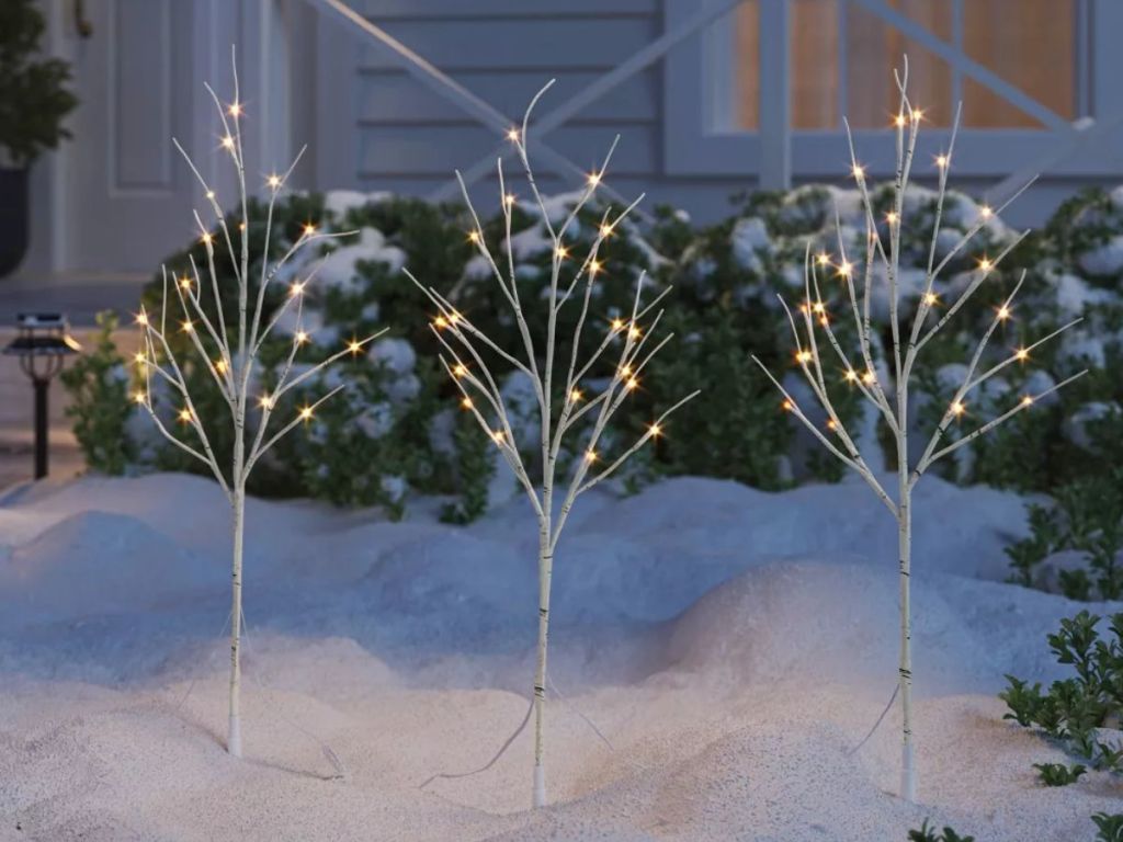 Wondershop 3pc LED Faux Birch Twig Christmas Novelty Sculpture Light Warm White 