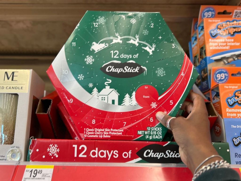 12 Days of Chapstick gifts in a cart