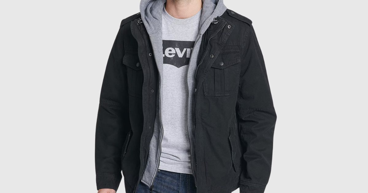 Levi's Mens Hooded Sherpa Lined Removable Hood Midweight Field Jacket -