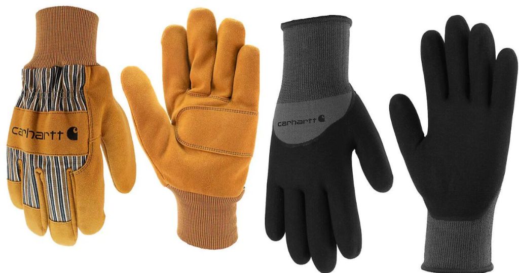 Carhartt Insulated Synthetic Suede Knit Cuff Work Glove and Carhartt Thermal Full-Coverage Nitrile Grip Glove  