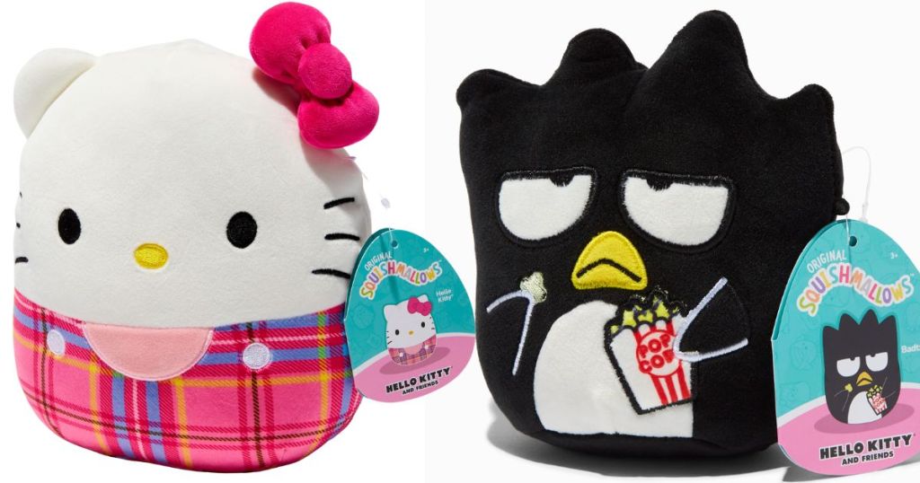 Hello Kitty And Friends Squishmallows 8" Plaid Hello Kitty Plush Toy and Hello Kitty And Friends Squishmallows 5" Badtz Maru Plush Toy 