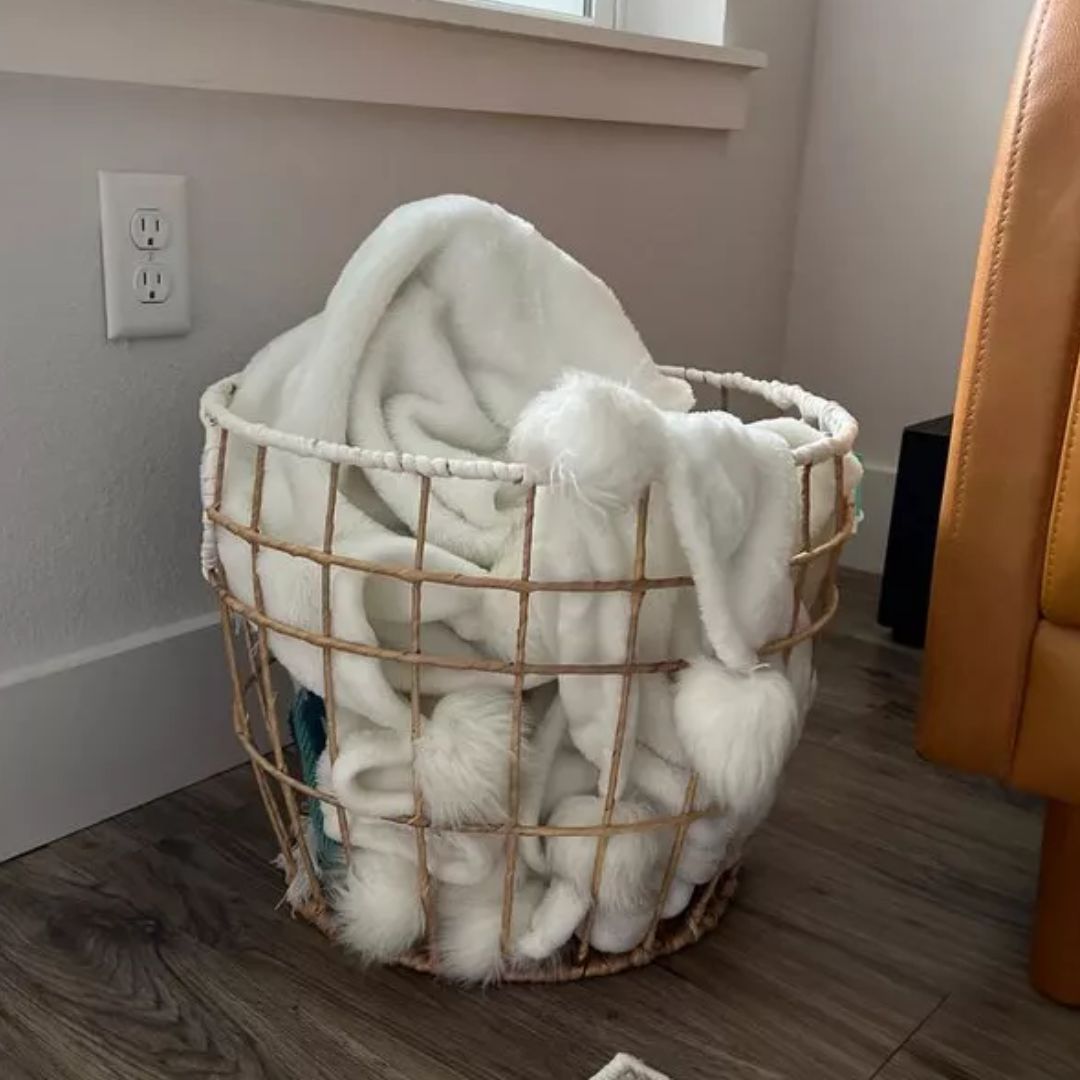 Pillowfort Kids' Woven Basket Natural with White Rim