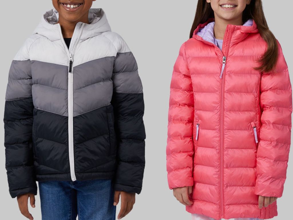 Stock images of a boy and a girl wearing 32 degrees jackets