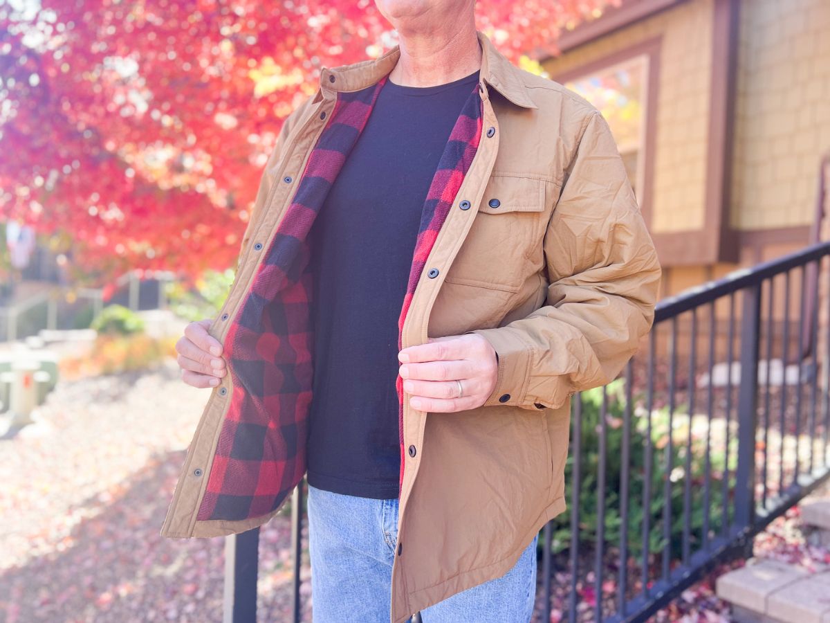 man wearing a 32 degrees shirt jacket